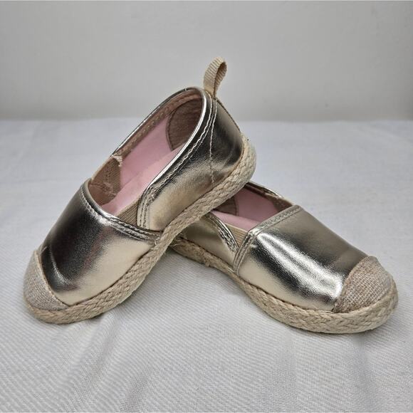 OshKosh B'gosh Metallic Gold Espadrille Flats Little Girl Size 5M - Picture 1 of 9